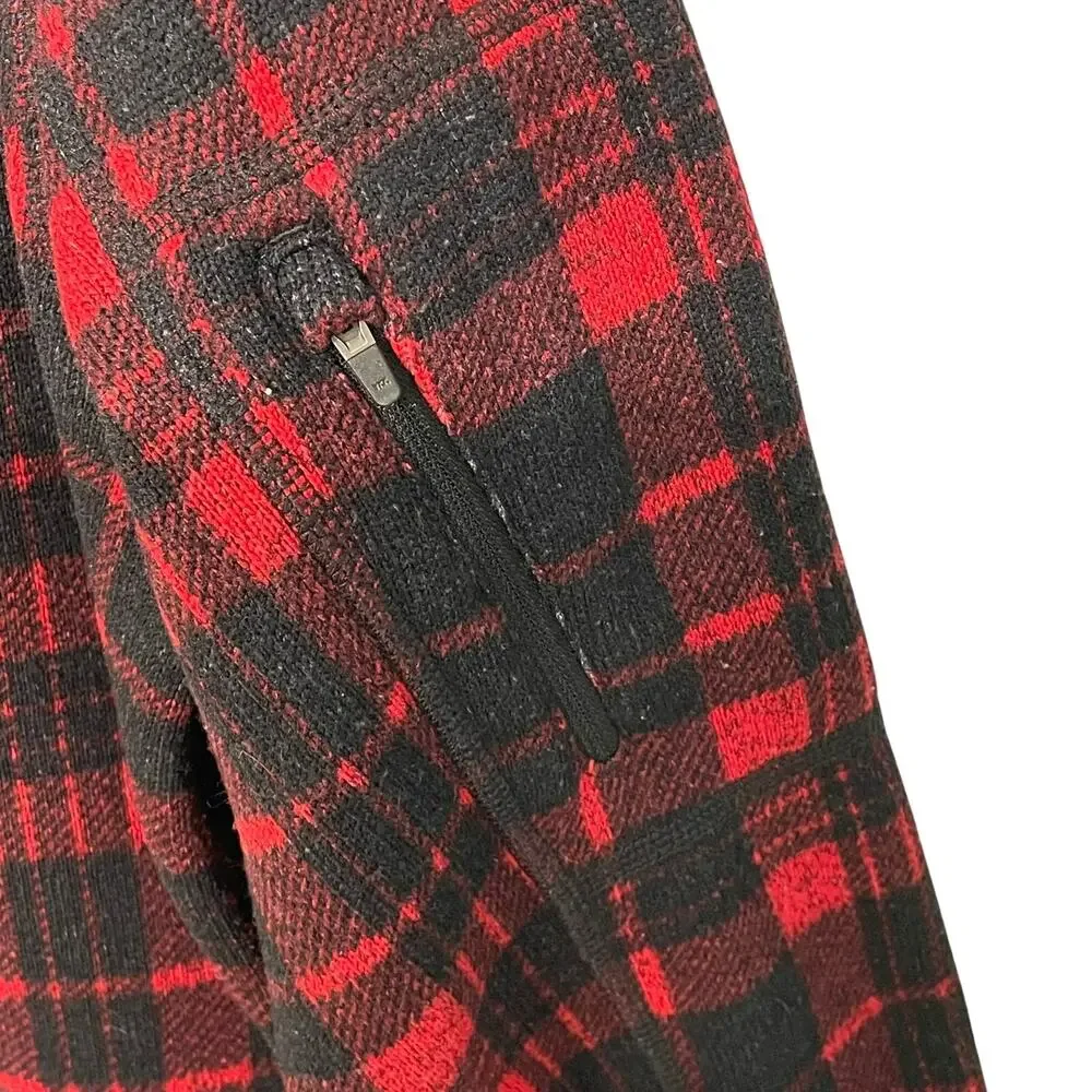 The North Face Mens Fleece S 1/4 Zip Red Buffalo Plaid Gordon Lyons
